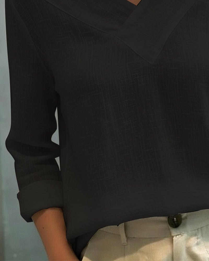 Aria | Women's Asymmetric V-Neck Long Sleeve Top
