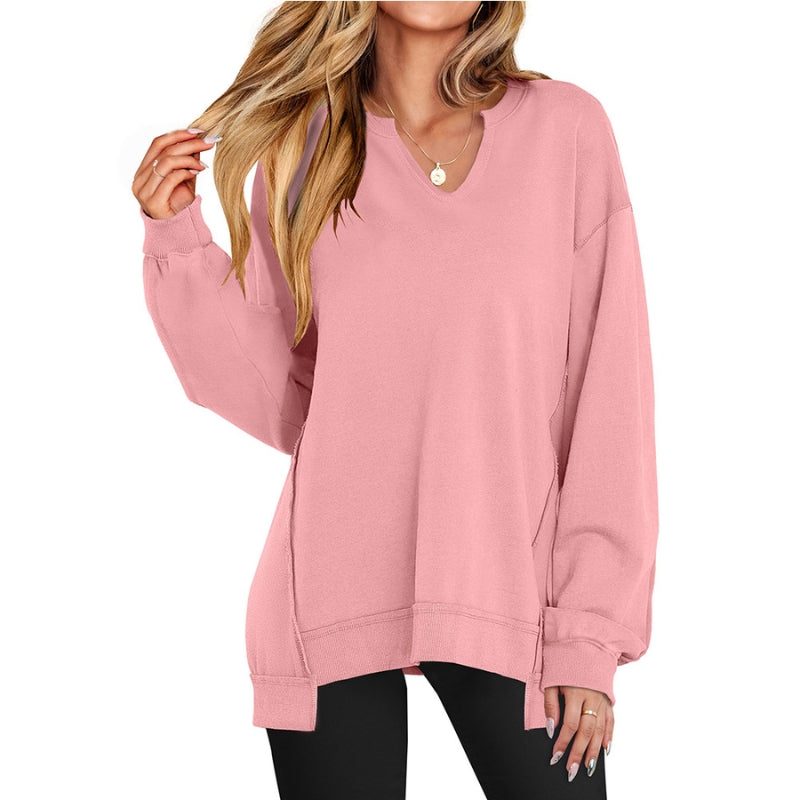 Ember | Women's Oversized V-Neck Sweatshirt Tunic Long Sleeve
