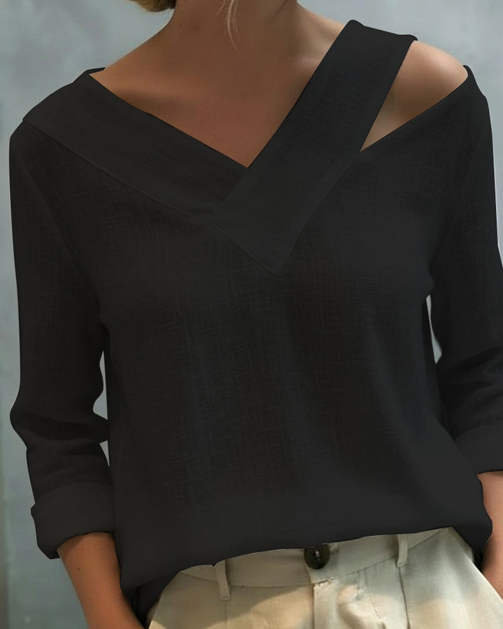 Aria | Women's Asymmetric V-Neck Long Sleeve Top