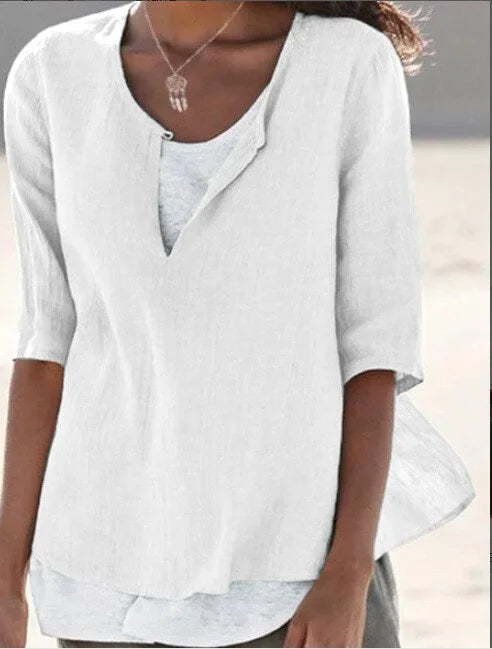 Maya | Women's 3/4 Sleeve Blouse Split Neck Casual Top