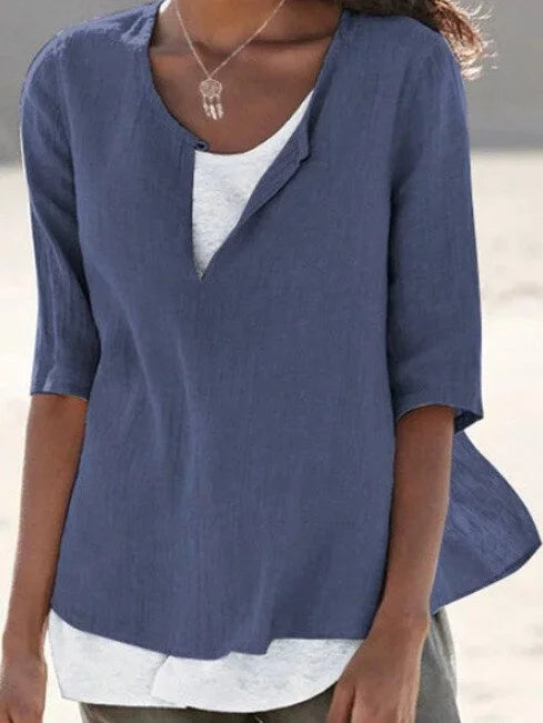 Maya | Women's 3/4 Sleeve Blouse Split Neck Casual Top