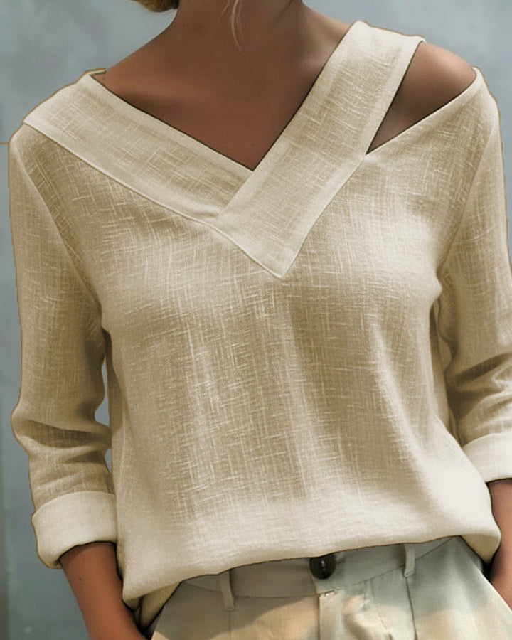 Aria | Women's Asymmetric V-Neck Long Sleeve Top