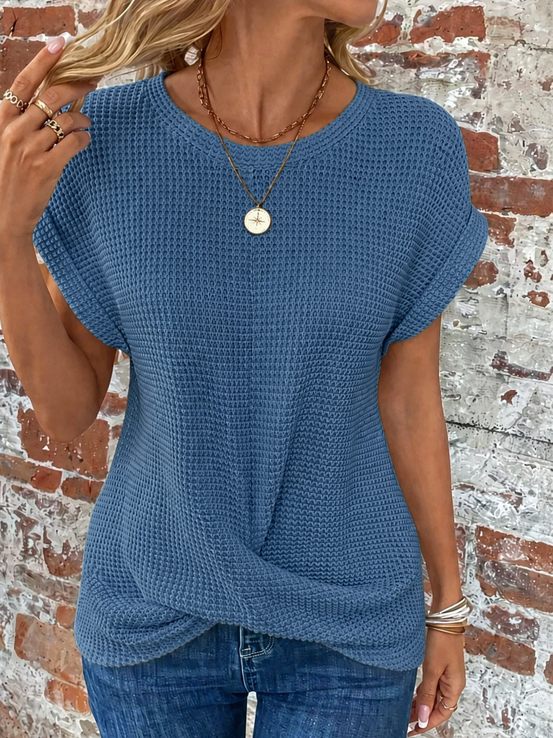 Sylvia | Waffle Knit Casual Tee