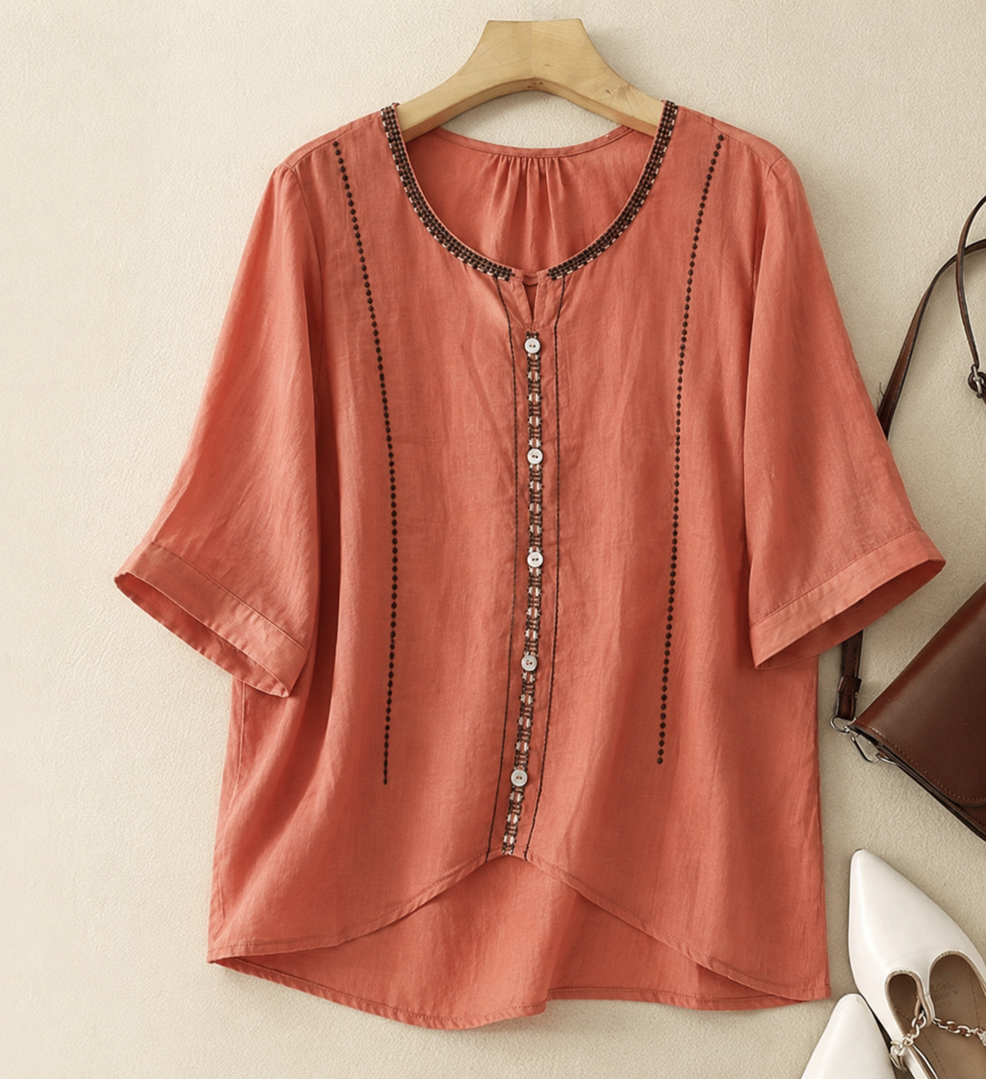 Gia | Pattern Ruffle Sleeve Blouse