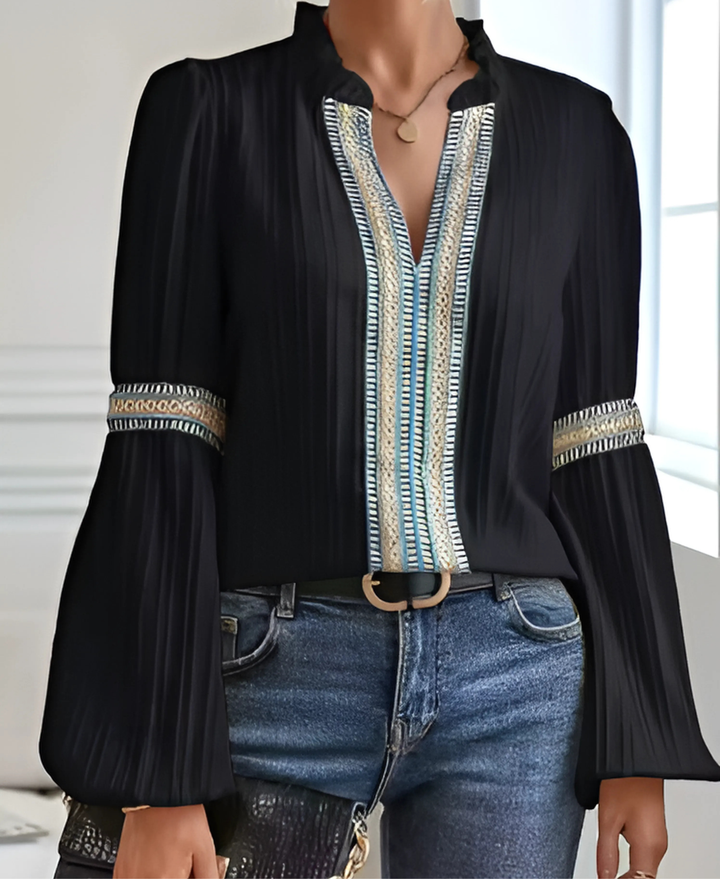 Monica | Vintage V-Neck Blouse