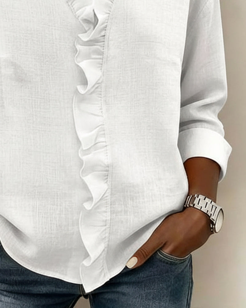 Sophie | Women's Ruffle V-Neck Long Sleeve Blouse Spring Top