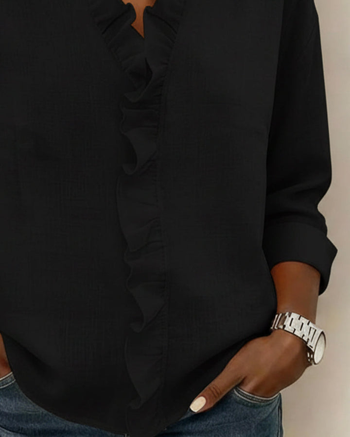 Sophie | Women's Ruffle V-Neck Long Sleeve Blouse Spring Top