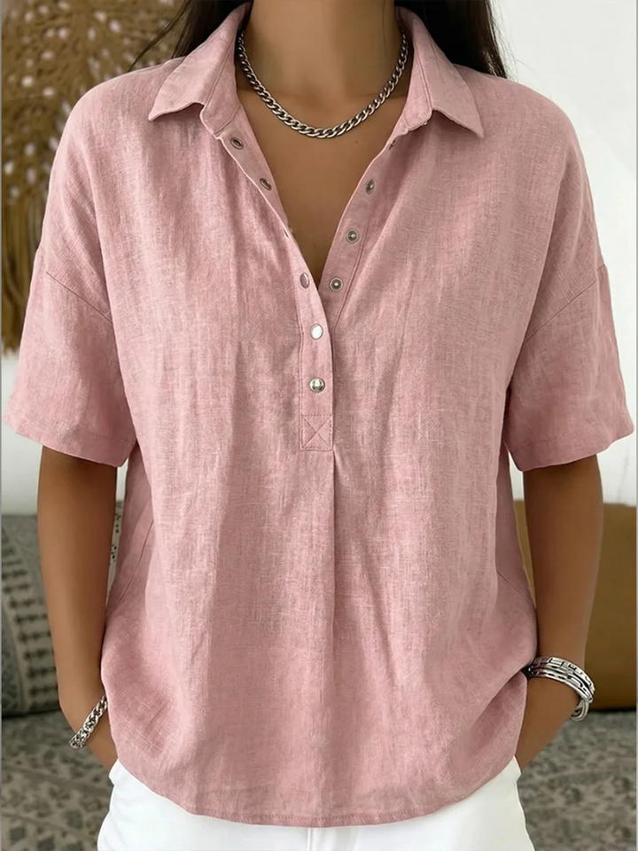 Calla | Women's Collared Short Sleeve Button-Up Blouse