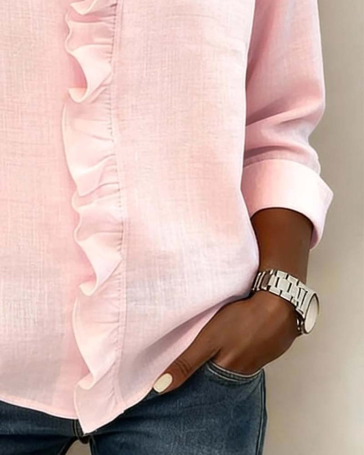 Sophie | Women's Ruffle V-Neck Long Sleeve Blouse Spring Top