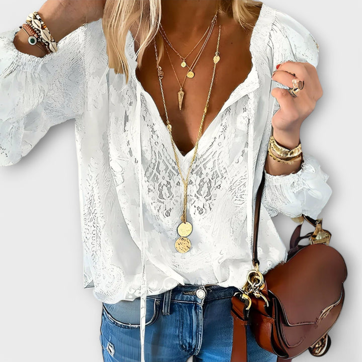 Evanthe | Women's V-Neck Lace Long Sleeve Blouse