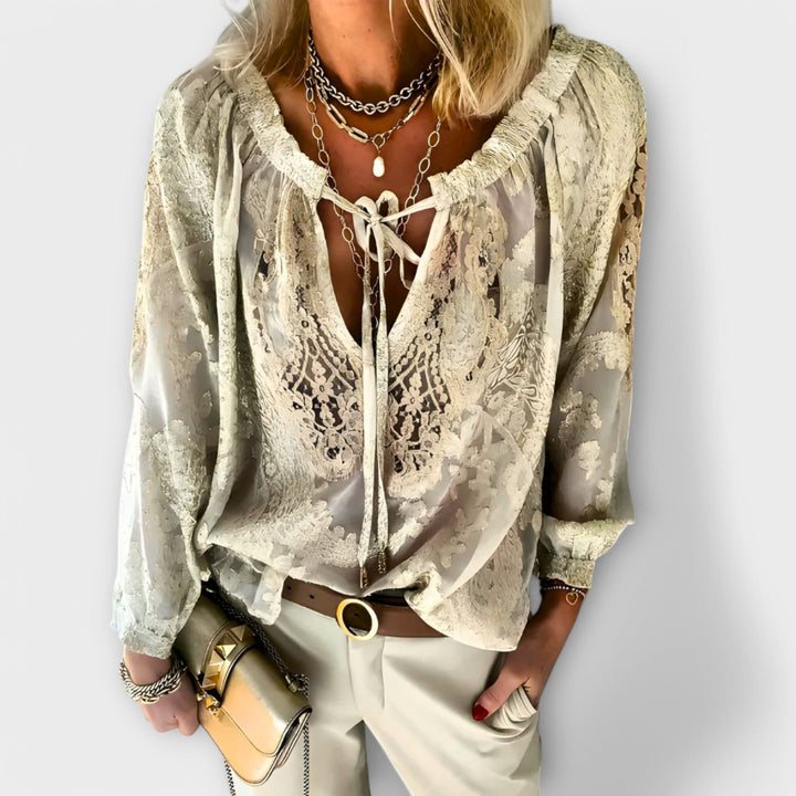 Evanthe | Women's V-Neck Lace Long Sleeve Blouse