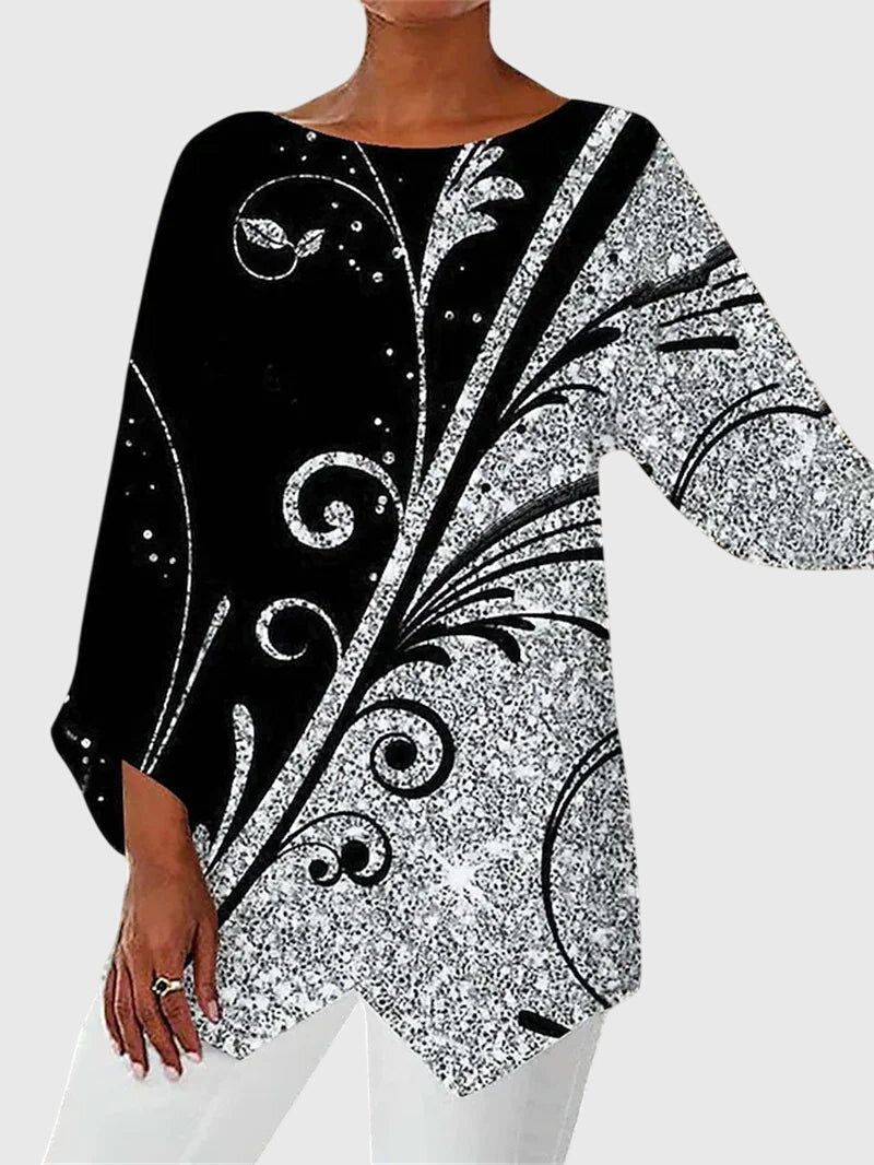 Lyanna | Women's Butterfly Print Asymmetric Hem Top