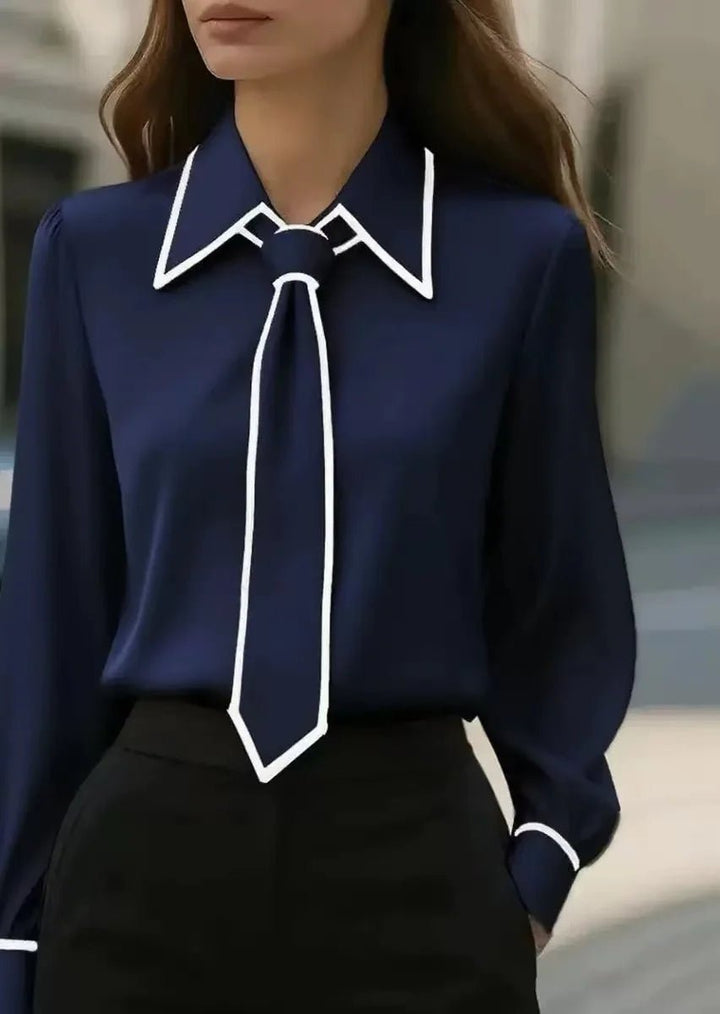 Maren | Women's Tie Neck Collared Long Sleeve Blouse