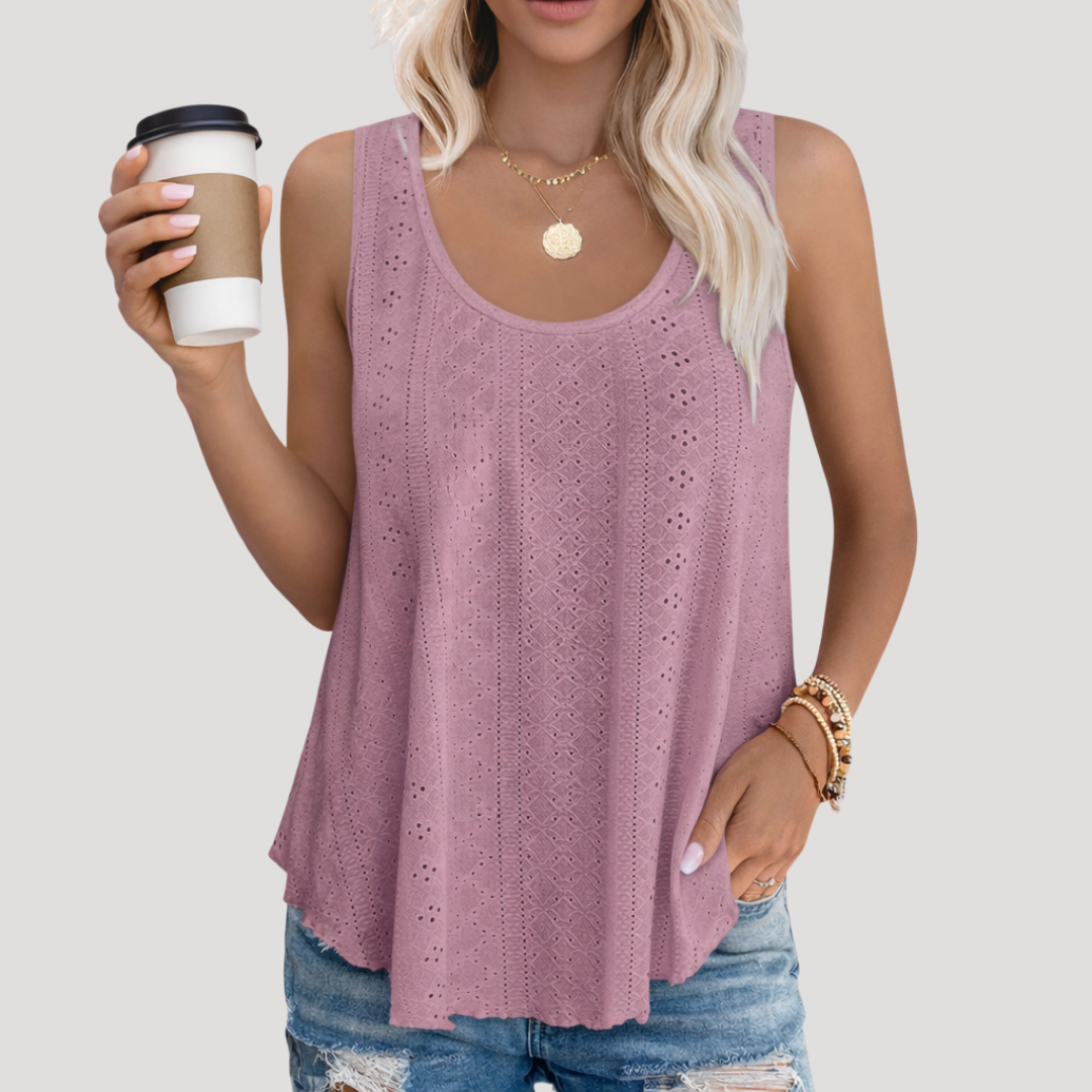 Miriam | Women's Eyelet Sleeveless Tank Top