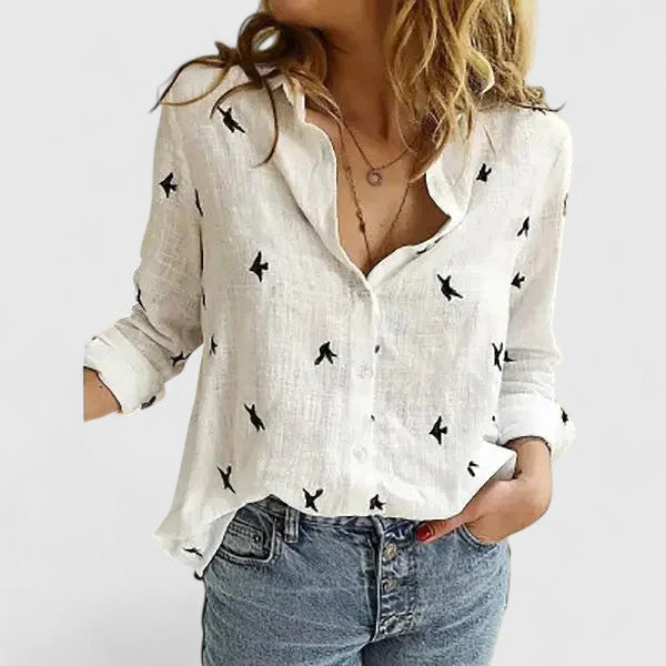 Quinby | Women's Floral Print Collared Blouse