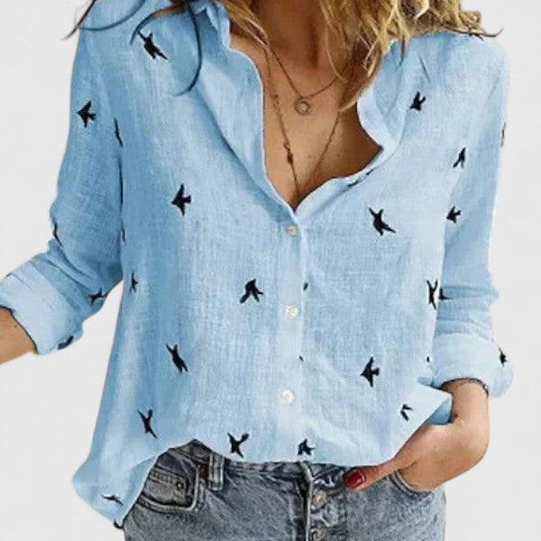 Quinby | Women's Floral Print Collared Blouse