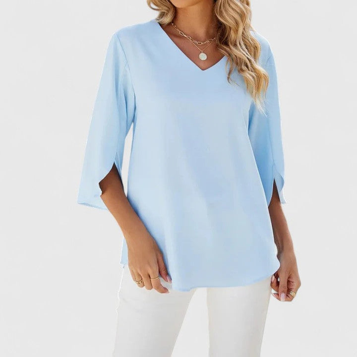 Renata | Women's Ruffle V-Neck 3/4 Sleeve Blouse