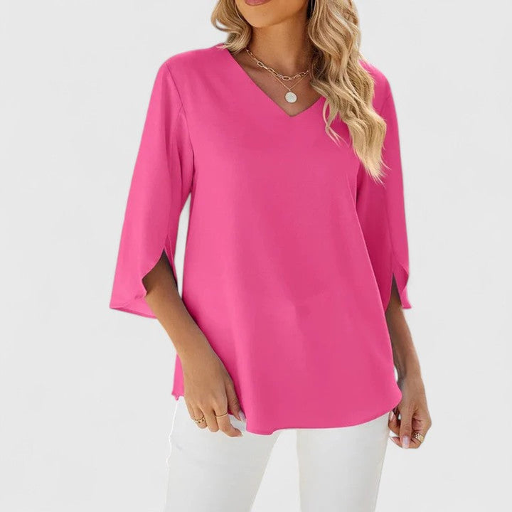 Renata | Women's Ruffle V-Neck 3/4 Sleeve Blouse