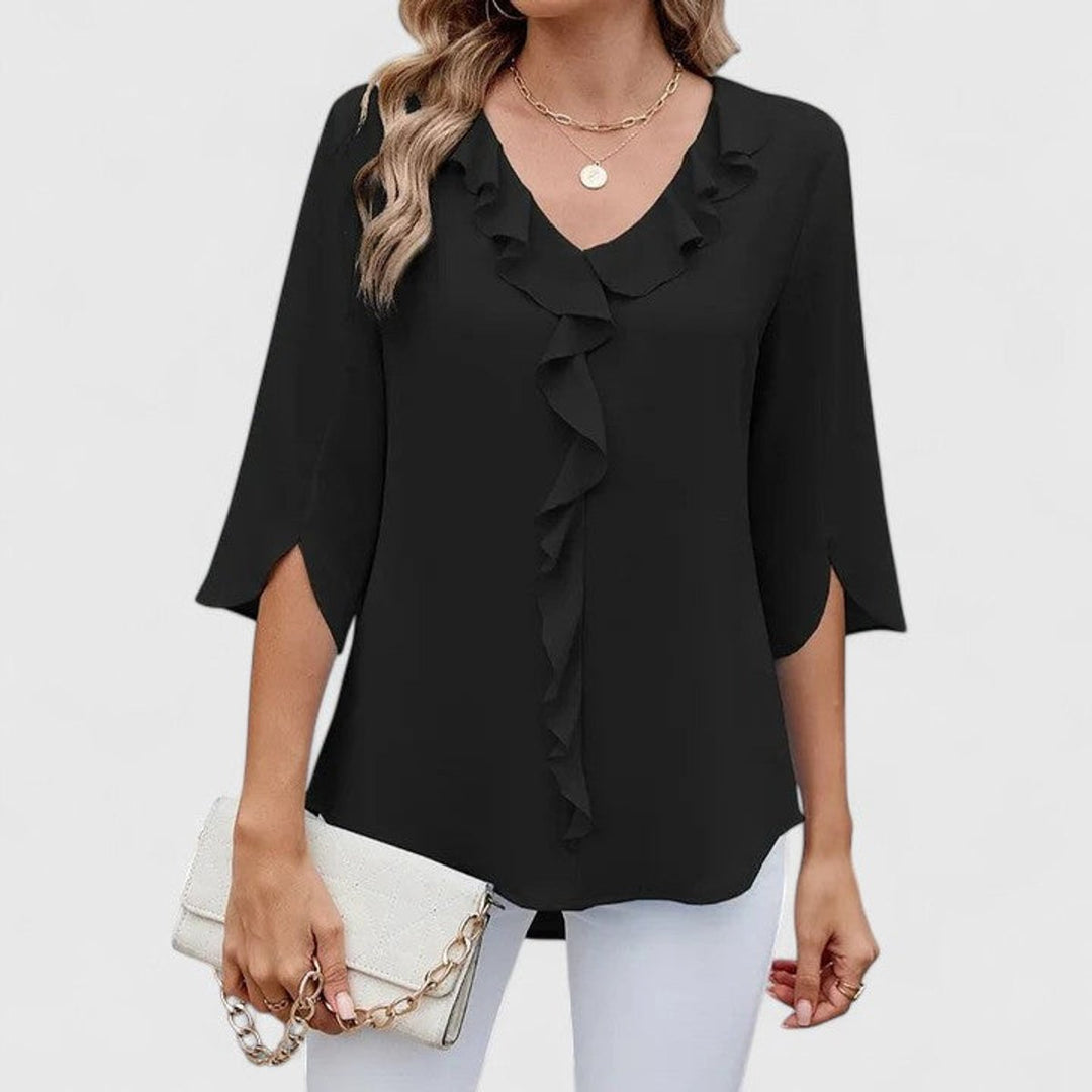 Renata | Women's Ruffle V-Neck 3/4 Sleeve Blouse