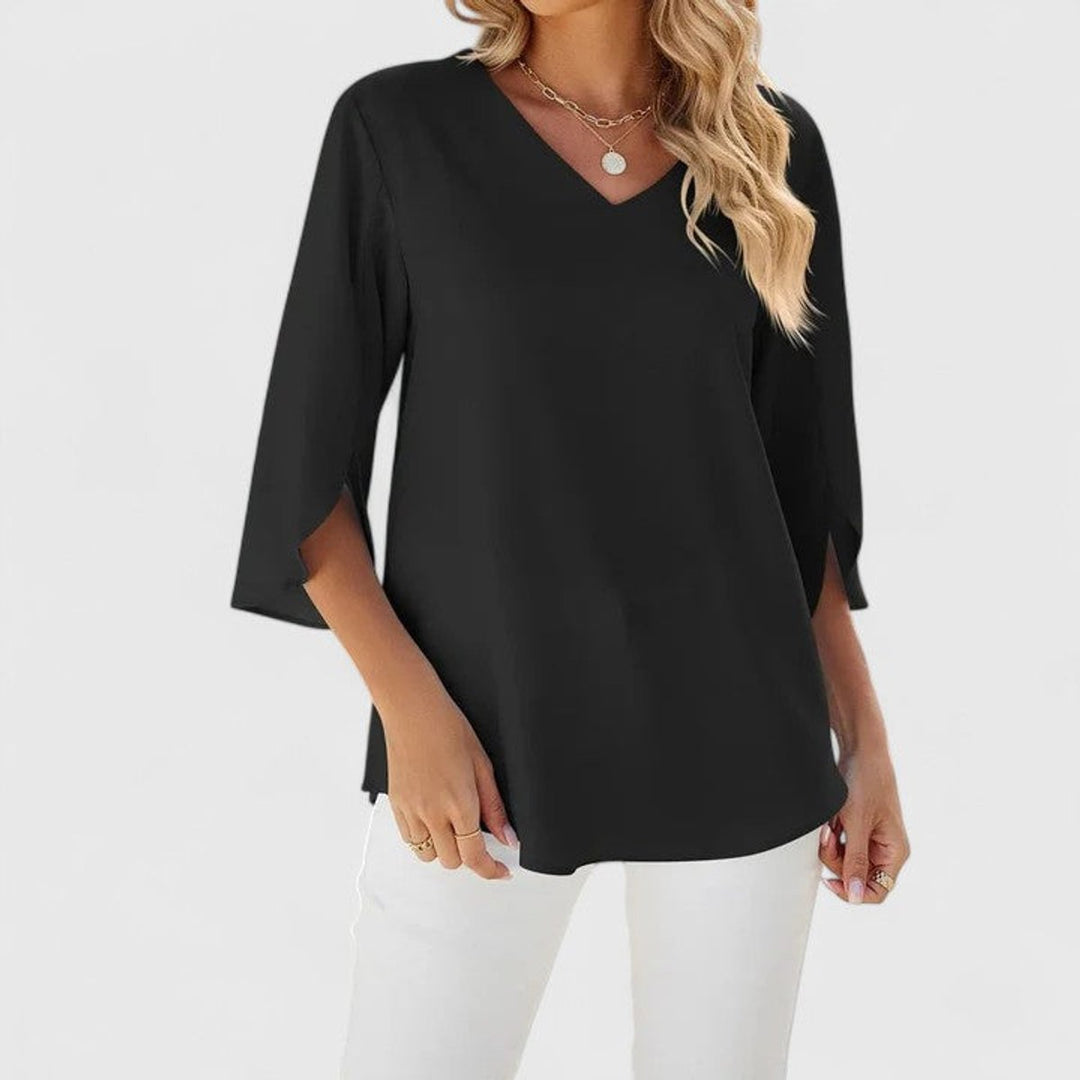 Renata | Women's Ruffle V-Neck 3/4 Sleeve Blouse