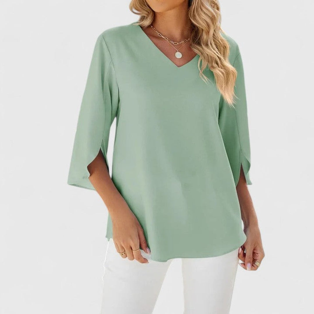 Renata | Women's Ruffle V-Neck 3/4 Sleeve Blouse