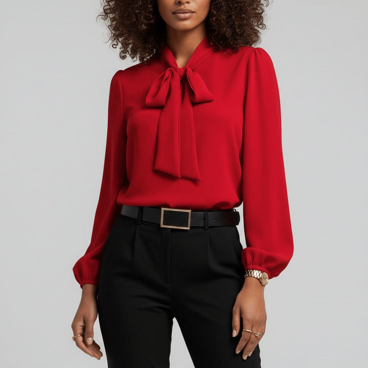 Tallulah | Women's Bow Tie Neck Long Sleeve Blouse