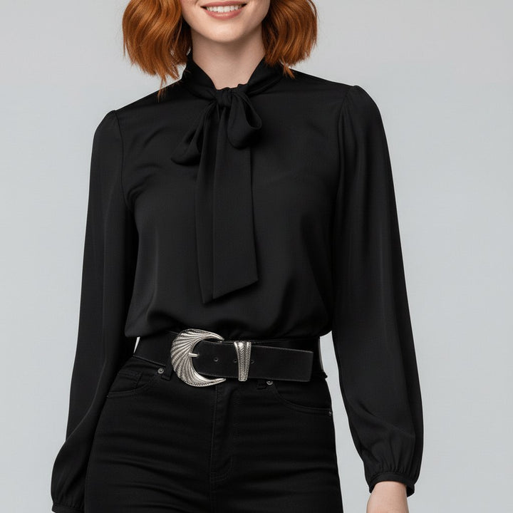 Tallulah | Women's Bow Tie Neck Long Sleeve Blouse
