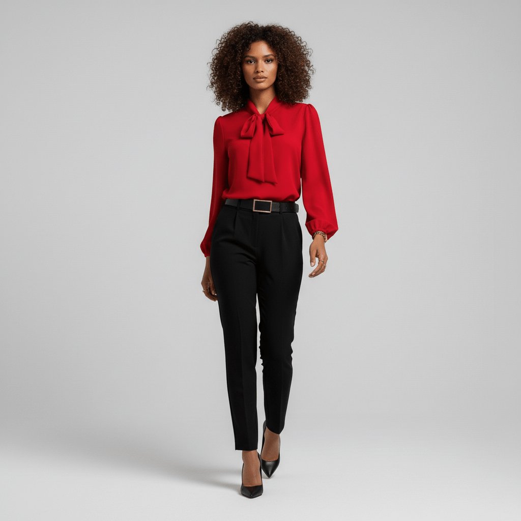 Tallulah | Women's Bow Tie Neck Long Sleeve Blouse