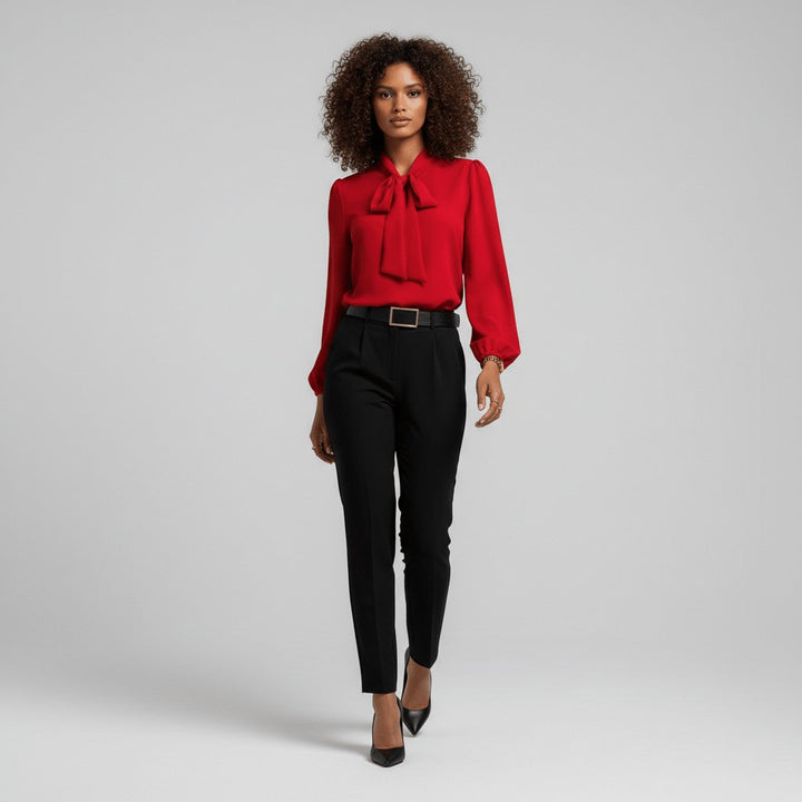 Tallulah | Women's Bow Tie Neck Long Sleeve Blouse