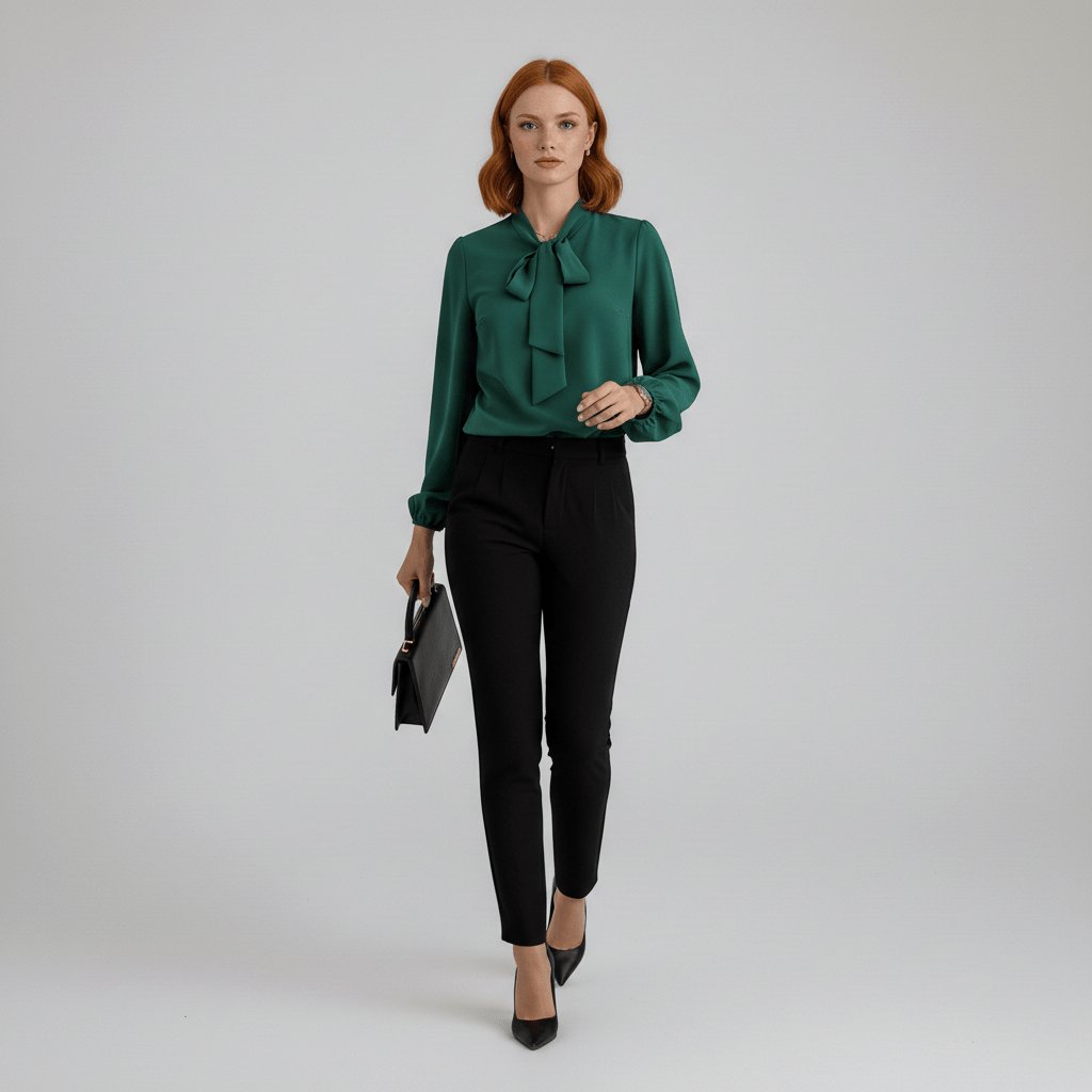 Tallulah | Women's Bow Tie Neck Long Sleeve Blouse