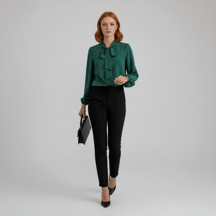 Tallulah | Women's Bow Tie Neck Long Sleeve Blouse