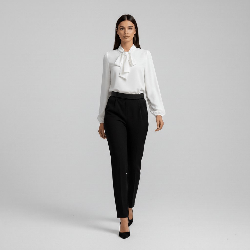 Tallulah | Women's Bow Tie Neck Long Sleeve Blouse