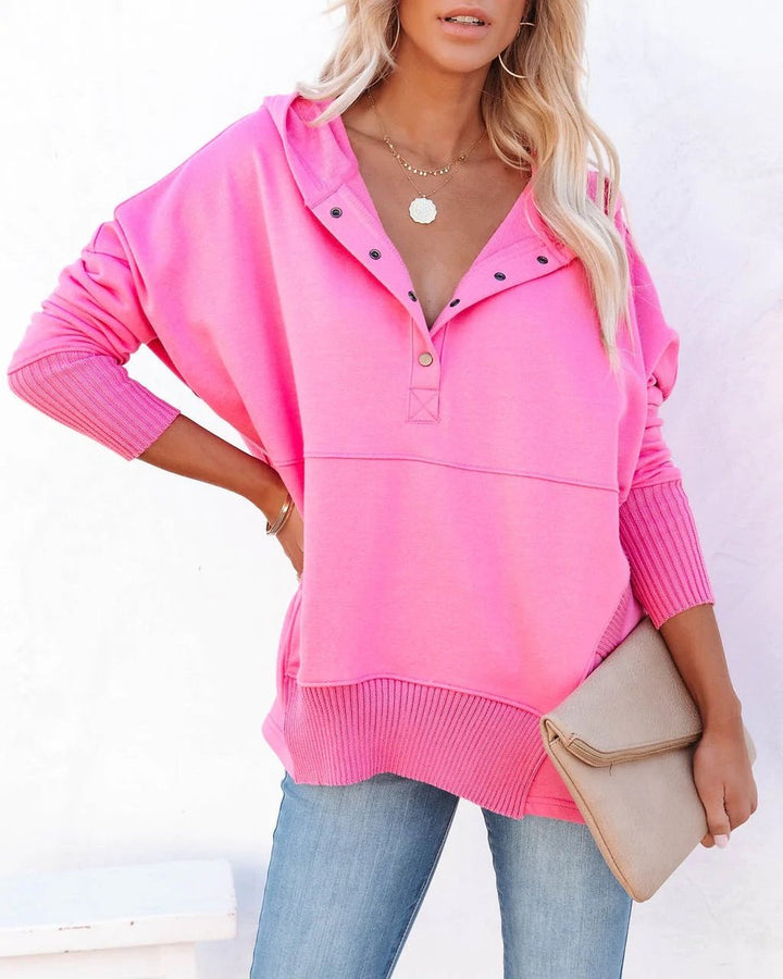 Waverly | Women's Oversized Henley Pullover Hoodie