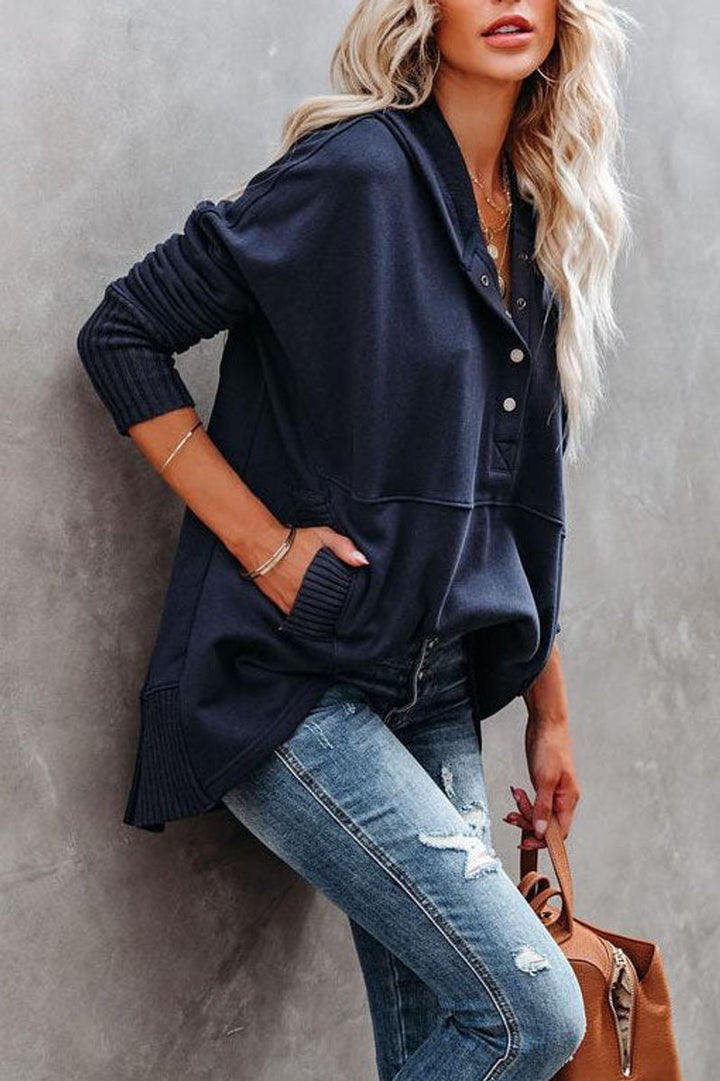 Waverly | Women's Oversized Henley Pullover Hoodie