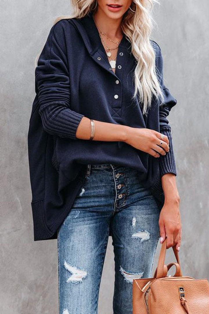 Waverly | Women's Oversized Henley Pullover Hoodie
