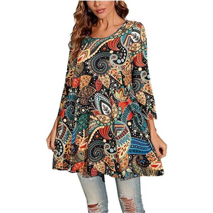 Zara | Women's Mandala Print 3/4 Sleeve Tunic Top