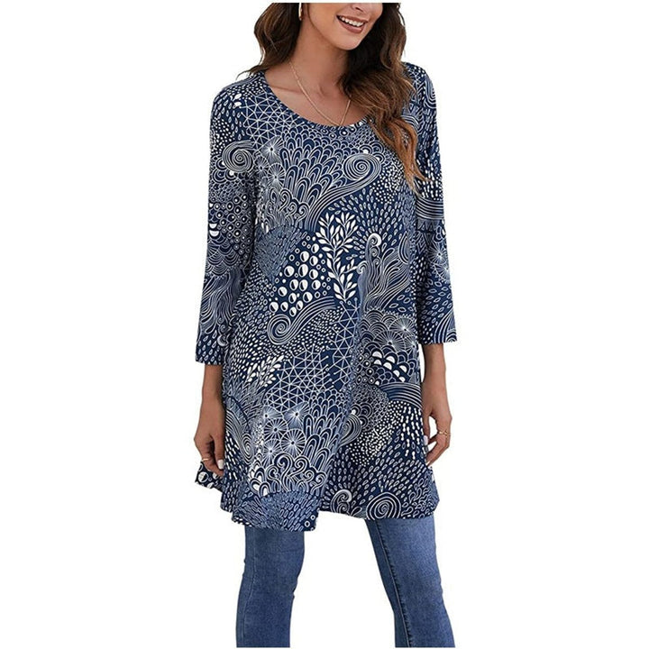 Zara | Women's Mandala Print 3/4 Sleeve Tunic Top