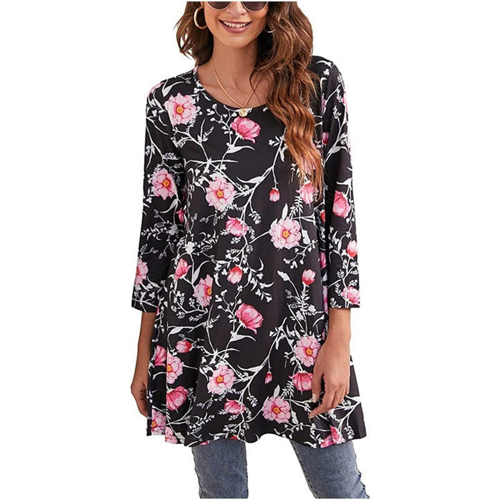 Zara | Women's Mandala Print 3/4 Sleeve Tunic Top