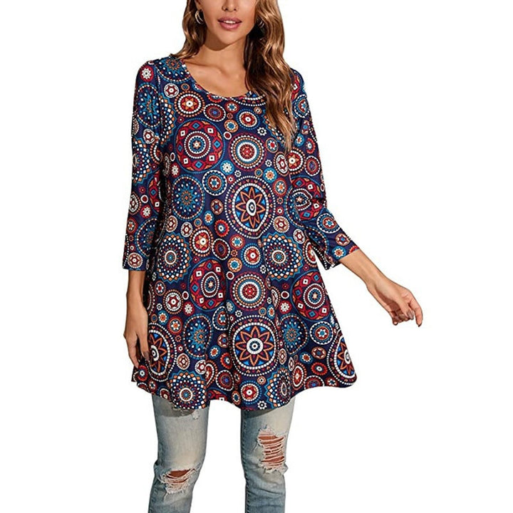 Zara | Women's Mandala Print 3/4 Sleeve Tunic Top