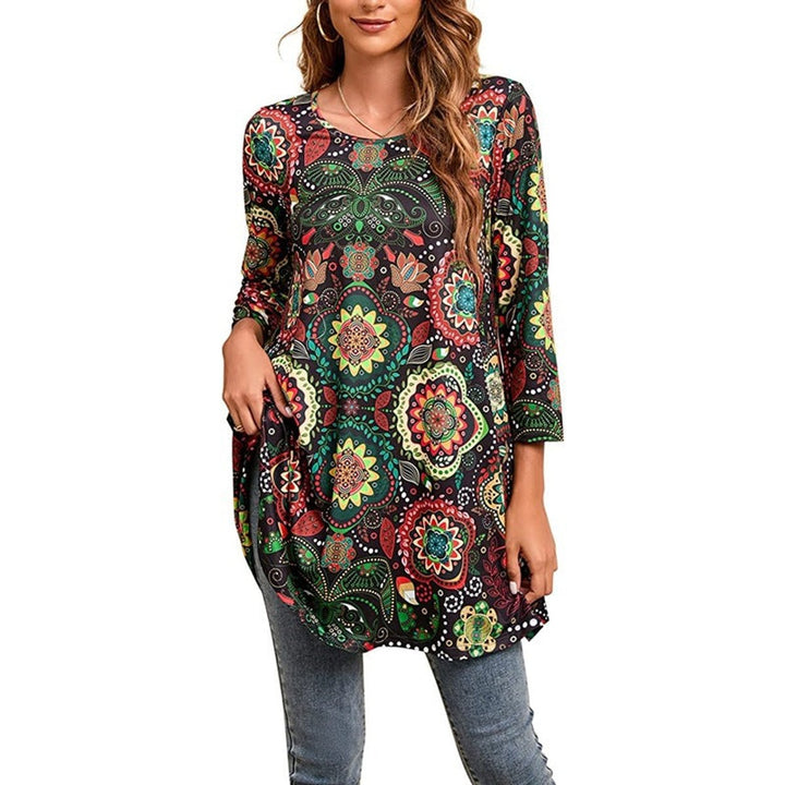 Zara | Women's Mandala Print 3/4 Sleeve Tunic Top