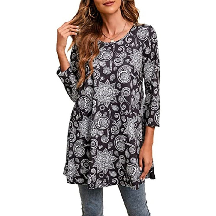 Zara | Women's Mandala Print 3/4 Sleeve Tunic Top